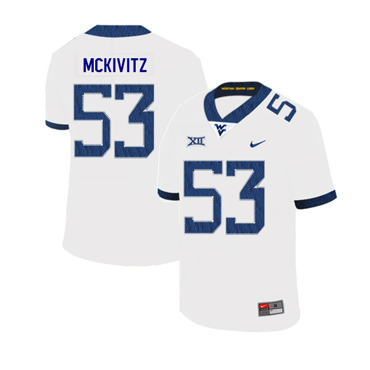 NCAA Men's Colton McKivitz West Virginia Mountaineers White #53 Nike Stitched Football College 2019 Authentic Jersey RY23C32WM